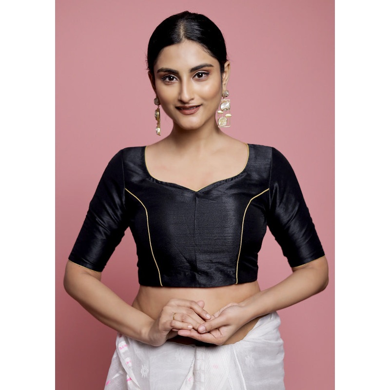 Black Dupion Silk Designer Blouse - JD986588652