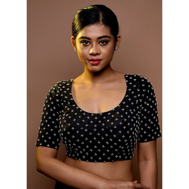 Black Silk Designer Blouse - JD986588643