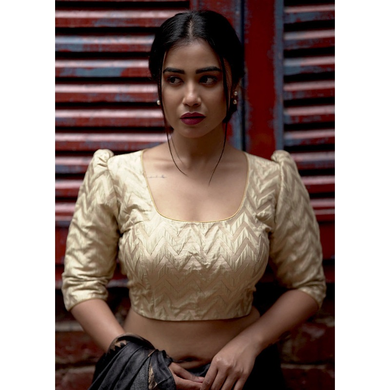 Cream Brocade Designer Blouse - JD986588633