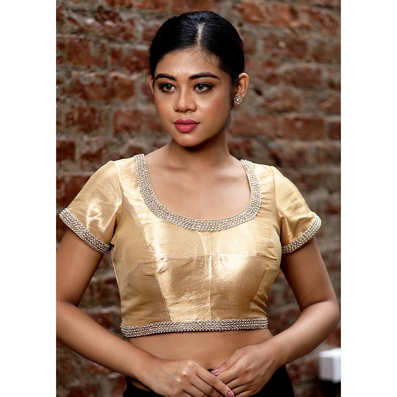 Gold Tissue Designer Blouse - JD986588625