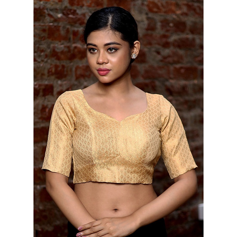 Golden Brocade Designer Blouse - JD986588632
