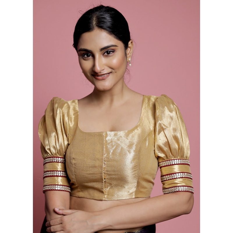 Golden Tissue Designer Blouse - JD986588628