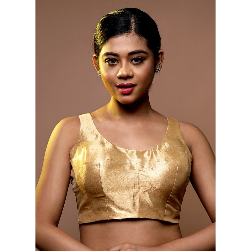 Golden Tissue Designer Blouse - JD986588629