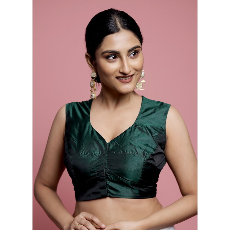 Green Silk Designer Blouse - JD986588622