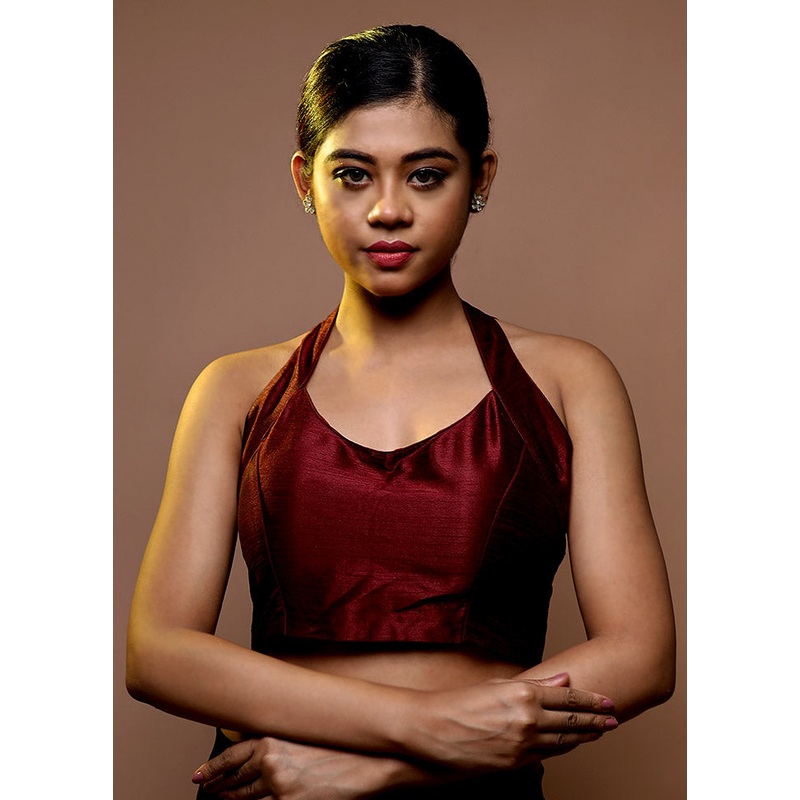 Maroon Dupion Silk Designer Blouse - JD986588616