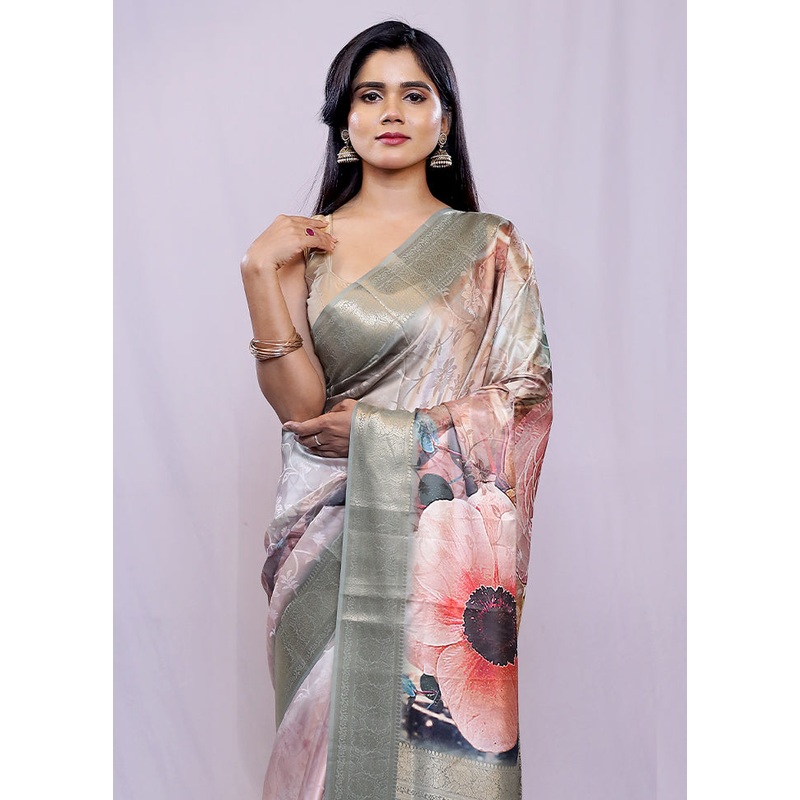 Multicolor Dupion Silk Saree With Blouse Piece - JD986588489