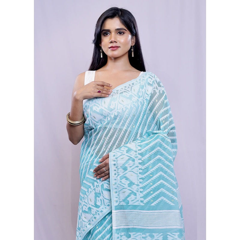Multicolor Tant Jamdani  Saree Without Blouse Piece - JD986588488