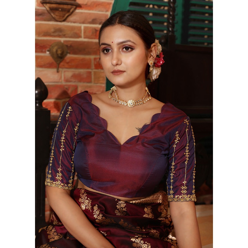 Purple Silk Designer Blouse - JD986588604