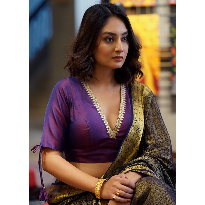 Purple Silk Designer Blouse - JD986588605
