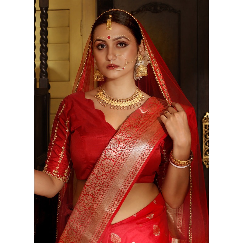 Red Silk Designer Blouse - JD986588588