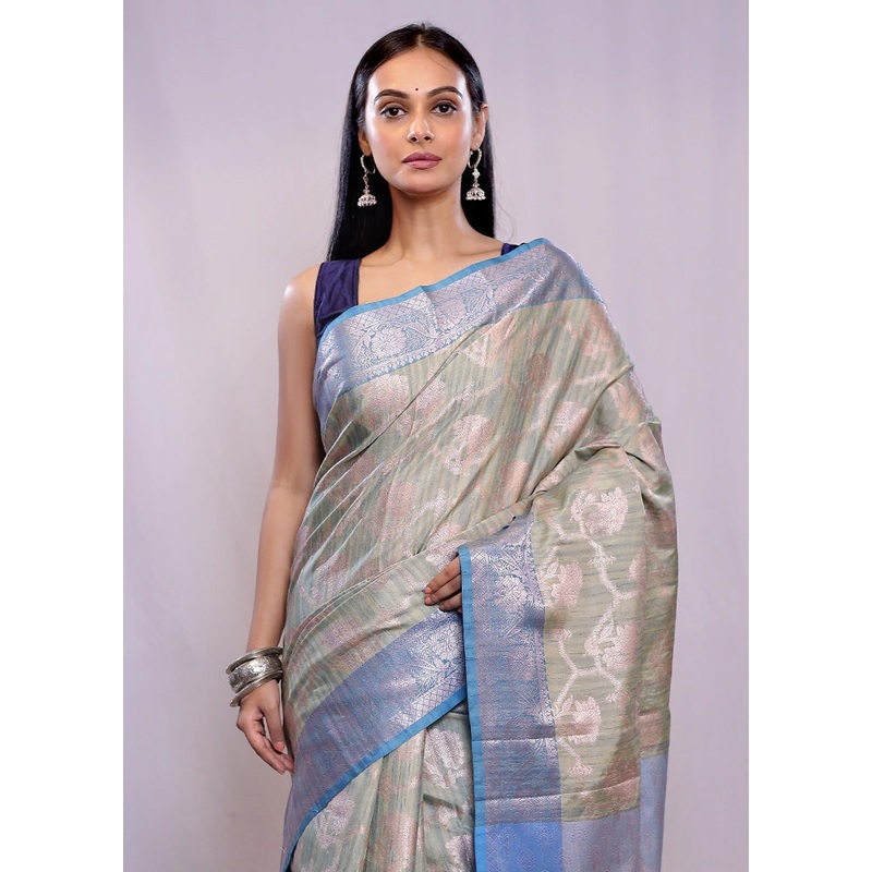 Rust Dupion Silk Saree With Blouse Piece - JD986588659