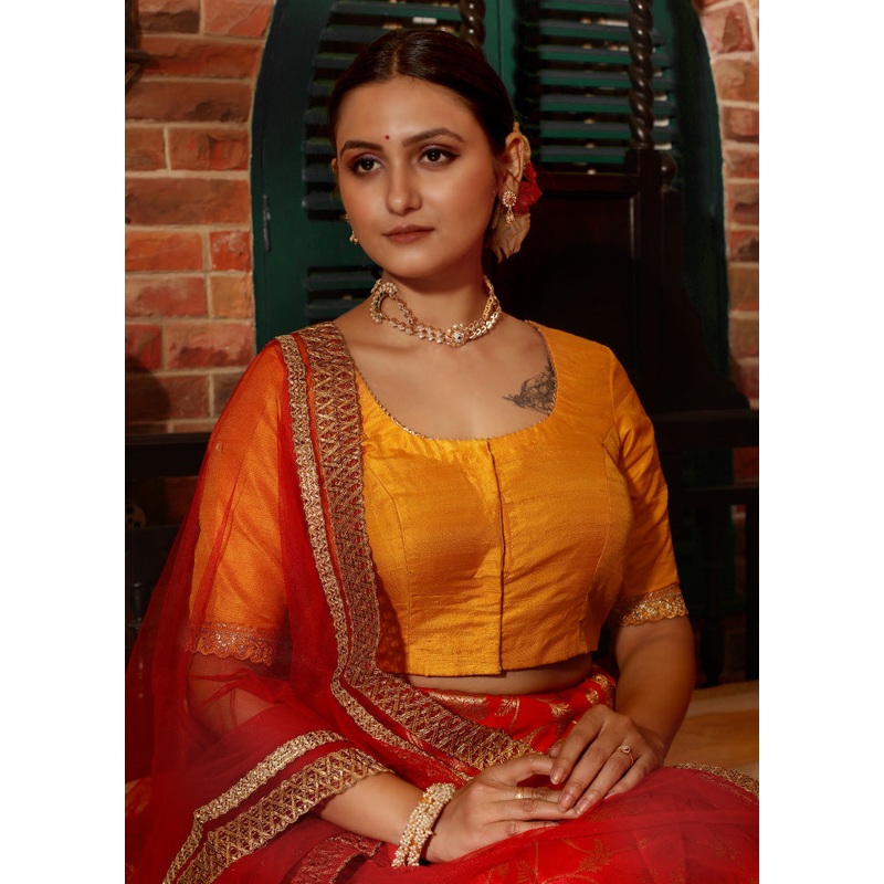 Yellow Pure Silk Designer Blouse - JD986588577