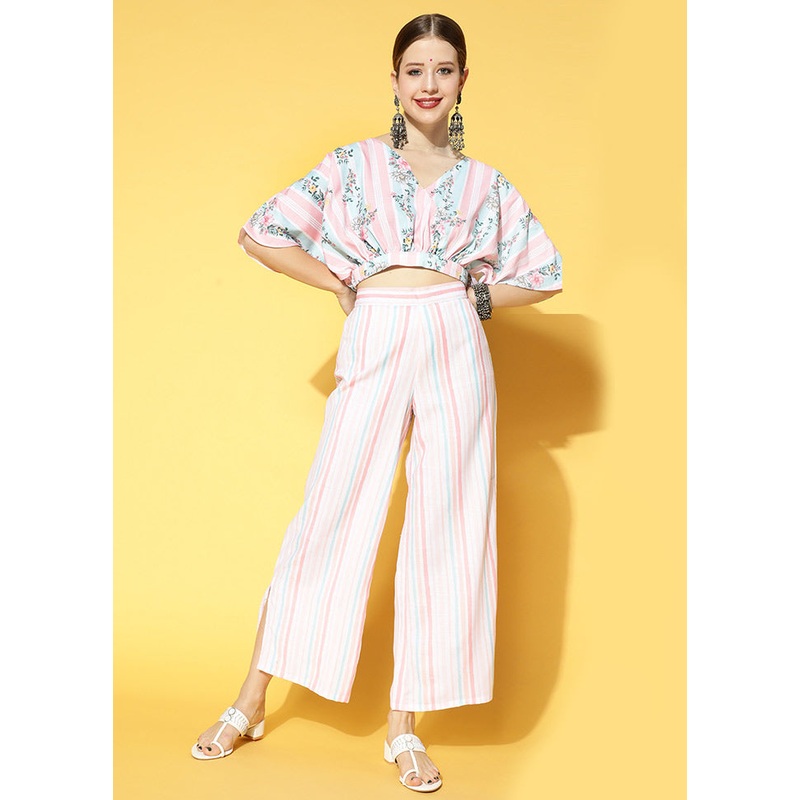 2 Pc Peach Readymade Rayon Coord Set - JD986588432