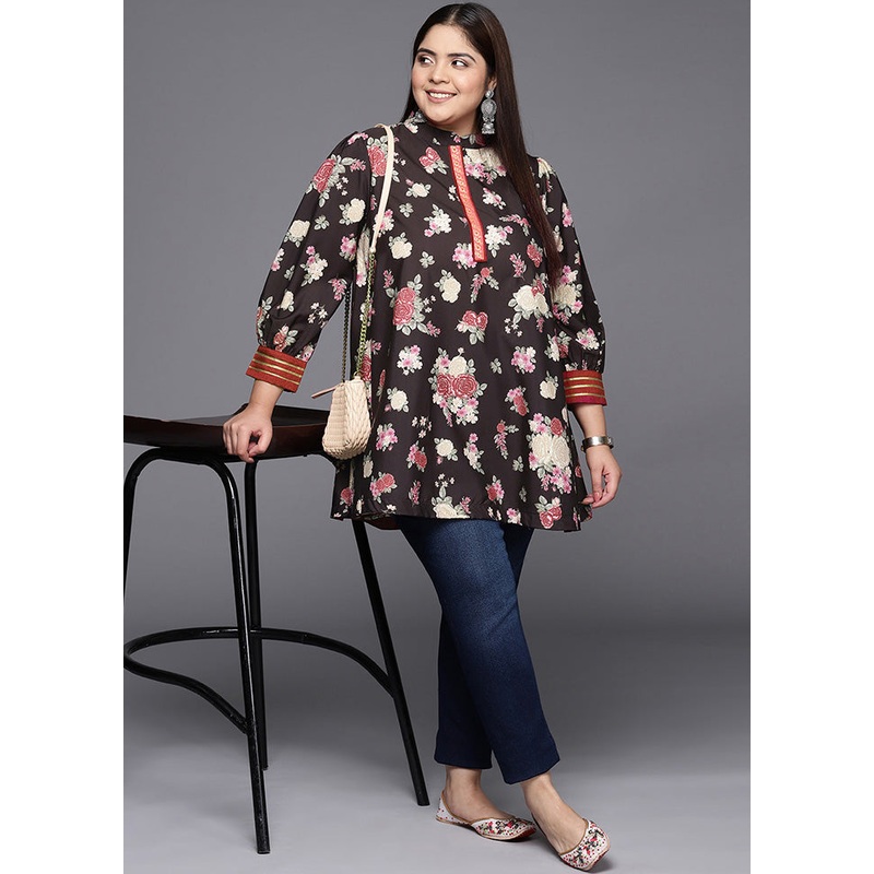 Brown Readymade Silk Tunic - JD986588436