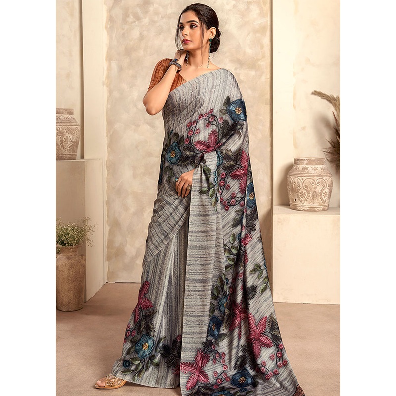 Multicolor Silk Saree With Blouse Piece - JD986588296