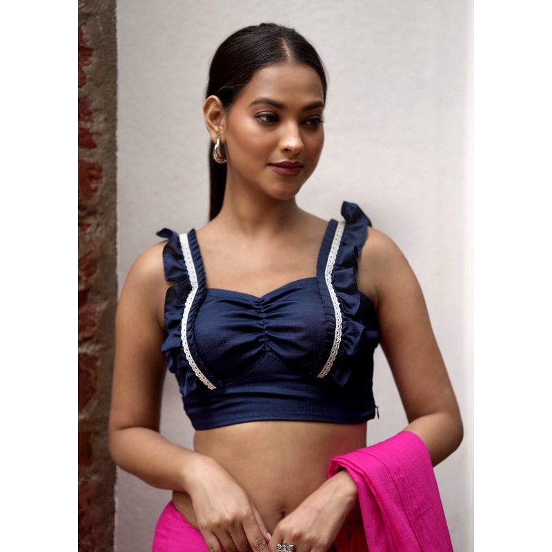 Navy Blue Rebella Designer Blouse - JD986588372