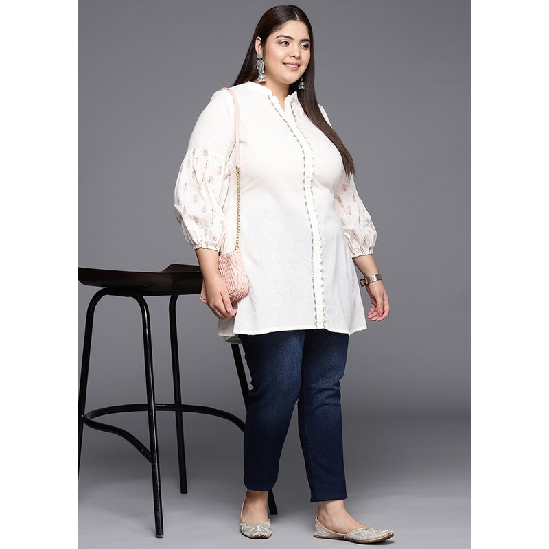 Off White Readymade Cotton Tunic - JD986588438