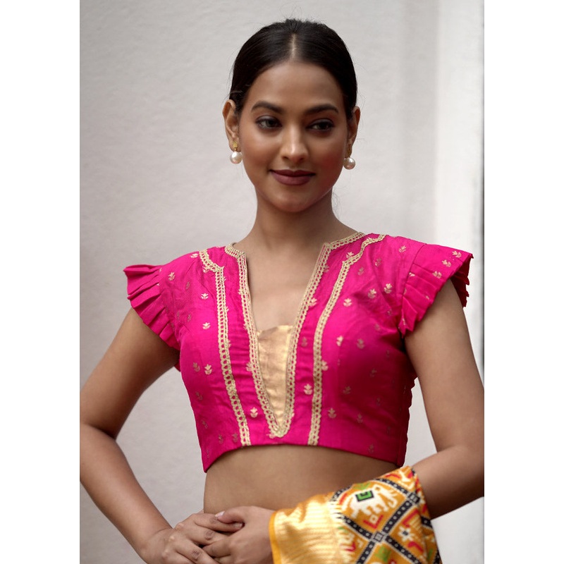 Pink Brocade Designer Blouse - JD986588383