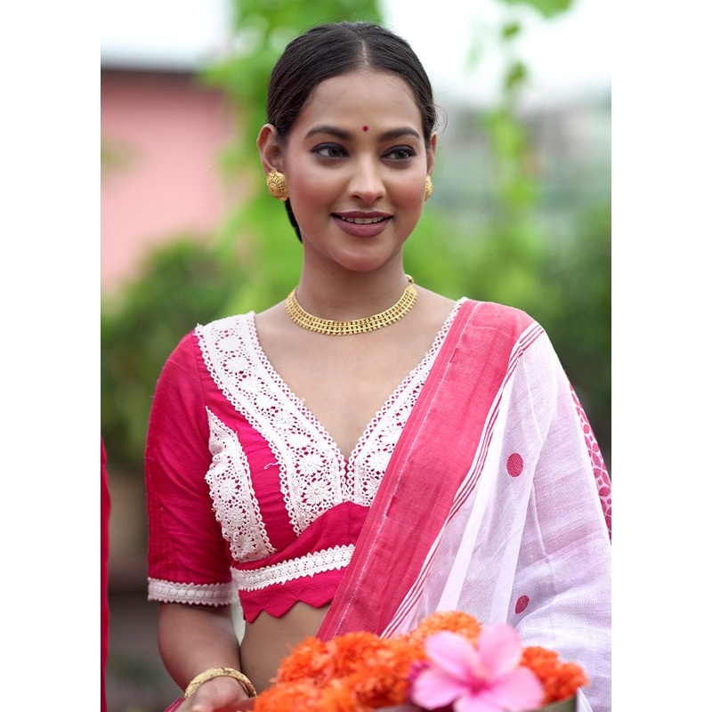 Pink Pure Silk Designer Blouse - JD986588386