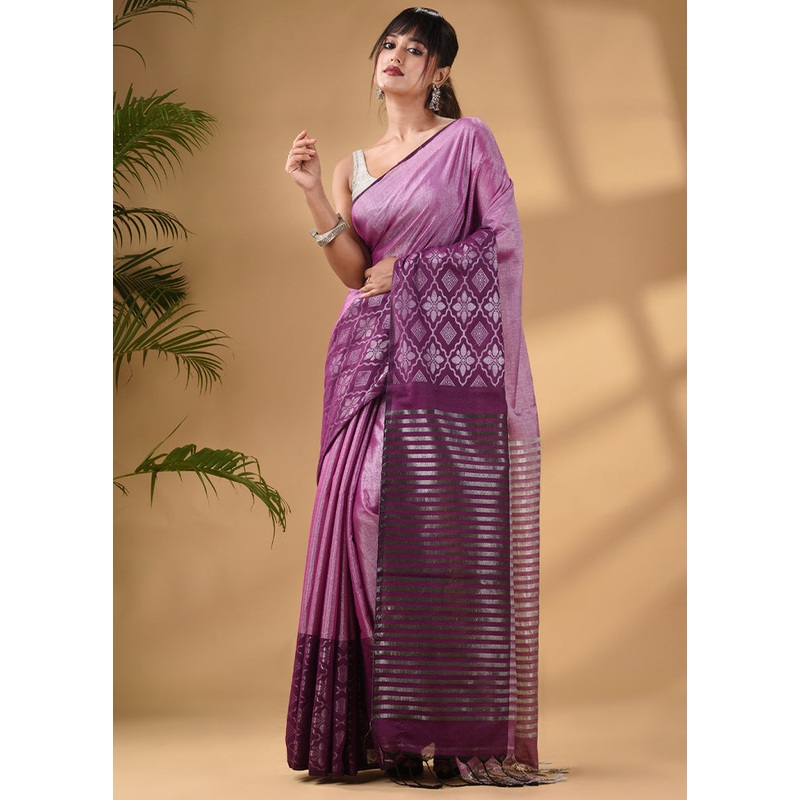 Purple Silk Saree With Blouse Piece - JD986588258