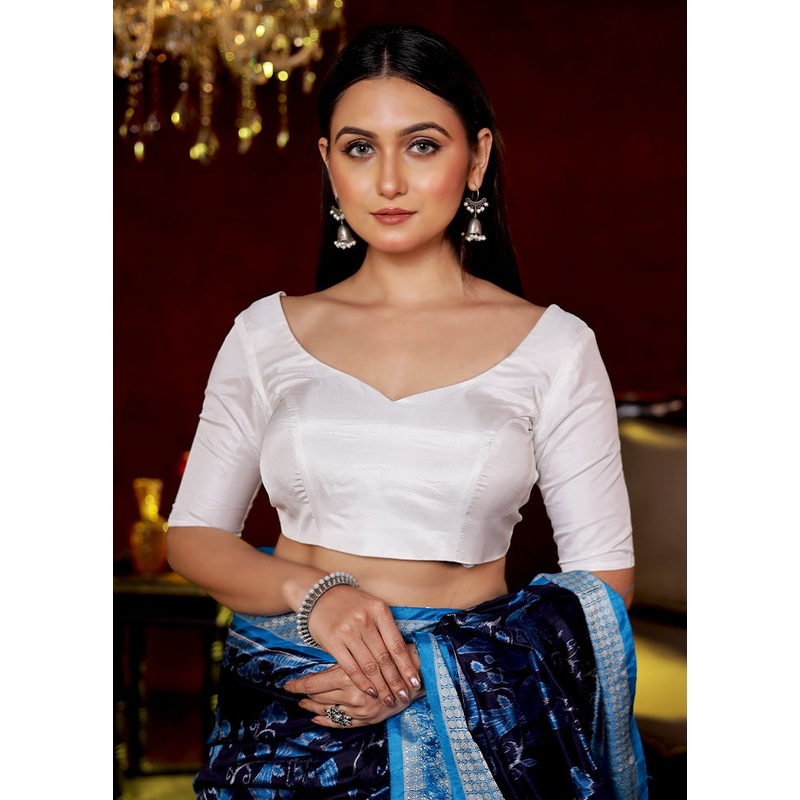White Silk Designer Blouse - JD986588391