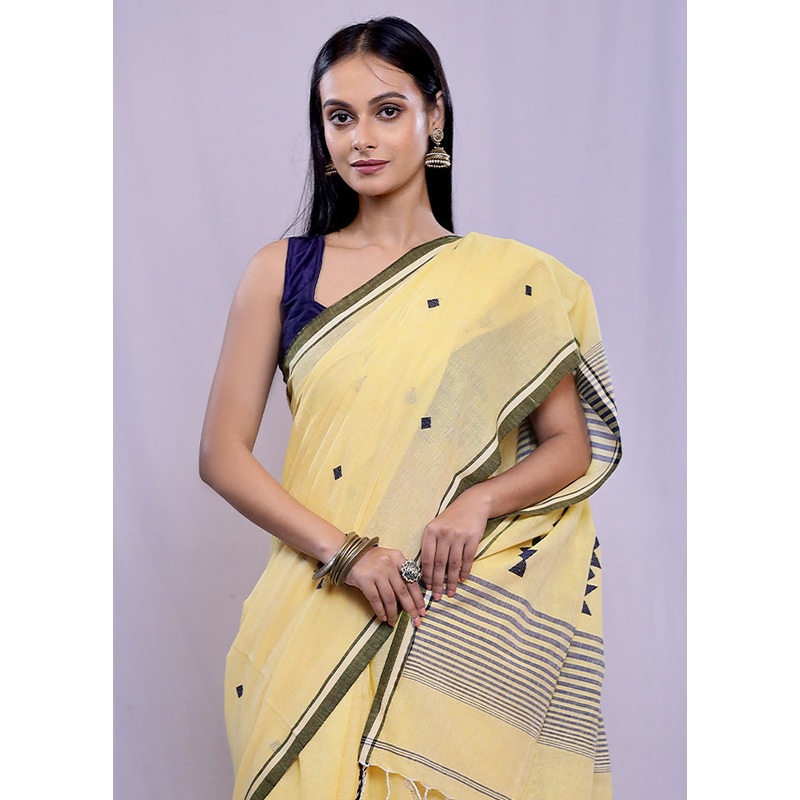 Yellow Matka Silk Saree With Blouse Piece - JD986588400