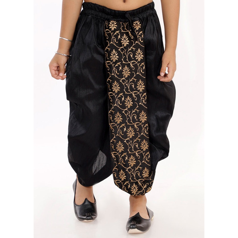 Black Ready To Wear Silk Dhoti Pant - JD986588198