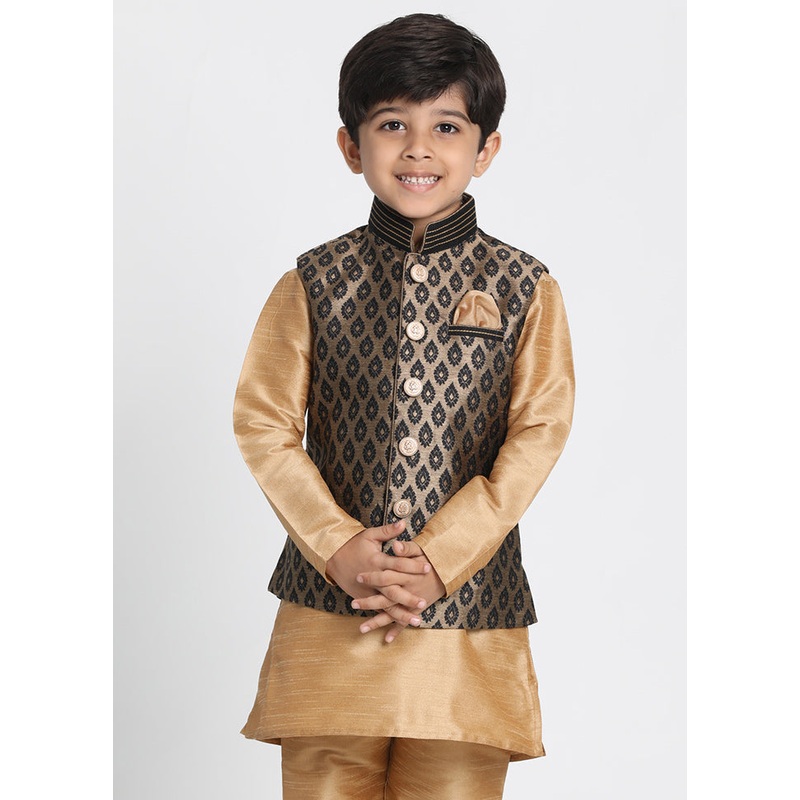 Black Silk Ethnic Jacket - JD986588192