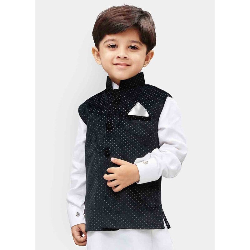 Black Silk Ethnic Jacket - JD986588193