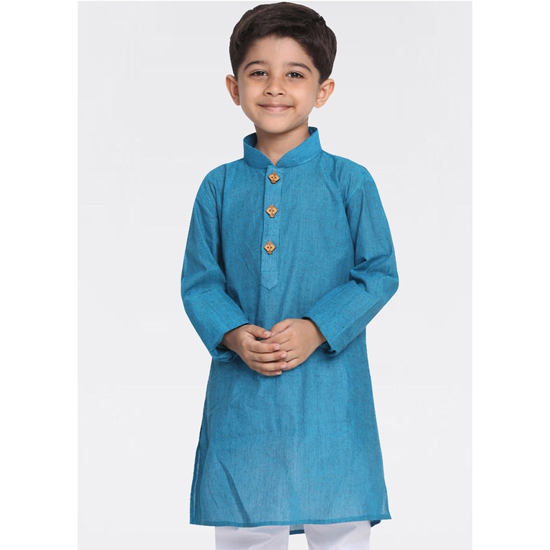 Blue Cotton Kurta - JD986588186