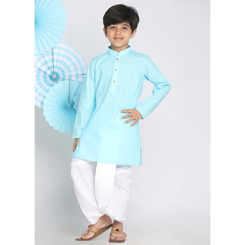 Blue Festive Silk Kurta Pajama Set - JD986588168
