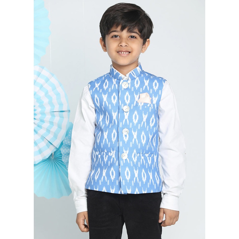 Blue Silk Ethnic Jacket - JD986588164