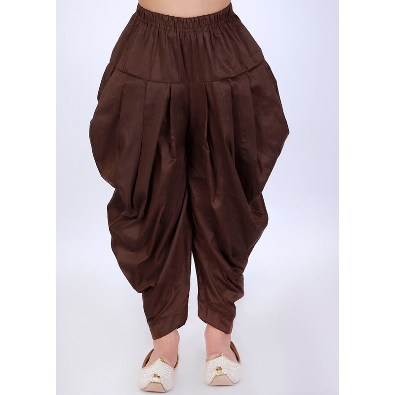 Brown Ready To Wear Silk Dhoti Pant - JD986588156