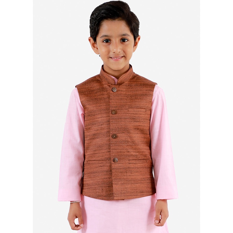 Brown Silk Ethnic Jacket - JD986588155