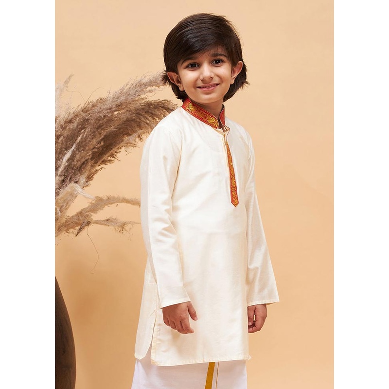 Cream Viscose Kurta - JD986588135