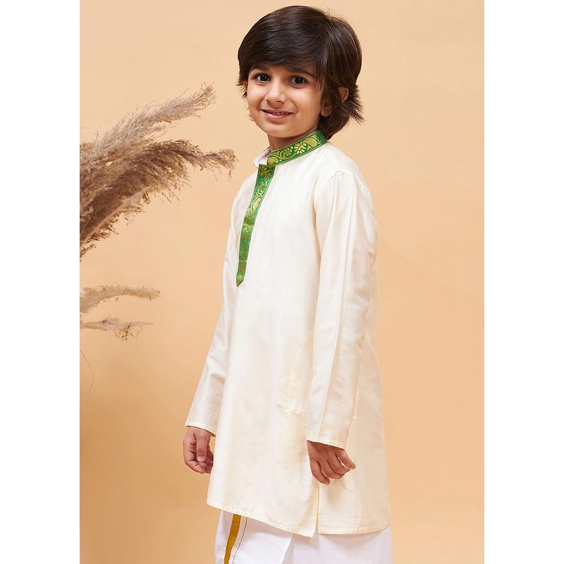 Cream Viscose Kurta - JD986588136