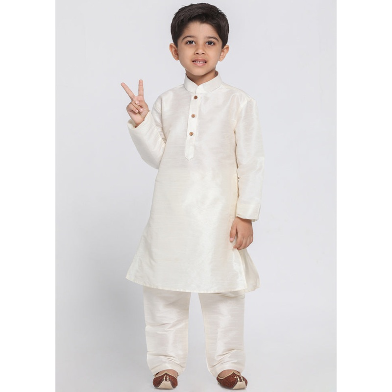 Gold Festive Silk Kurta Pajama Set - JD986588119