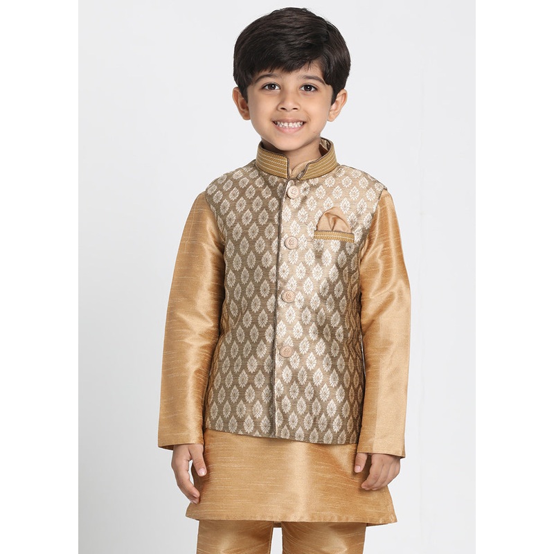 Gold Silk Ethnic Jacket - JD986588104