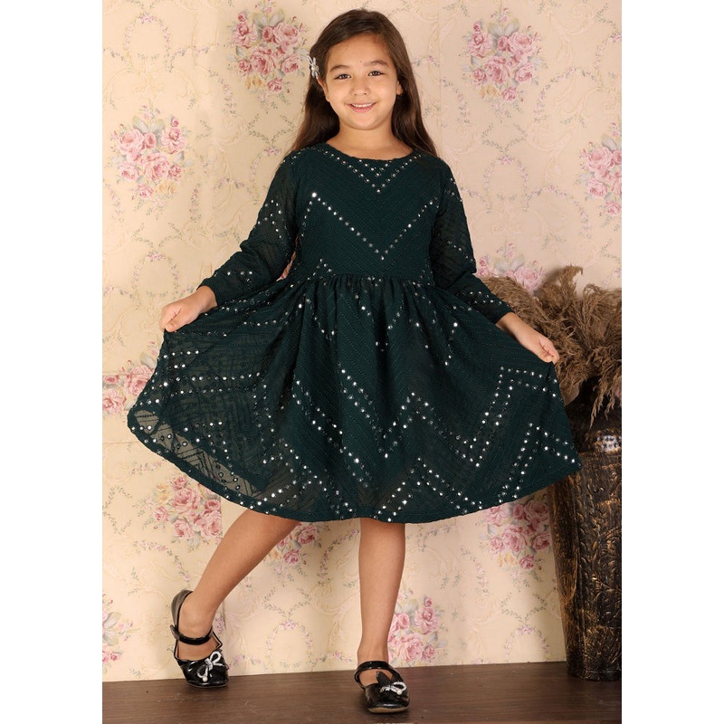 Green Georgette Indian Dress - JD986588081