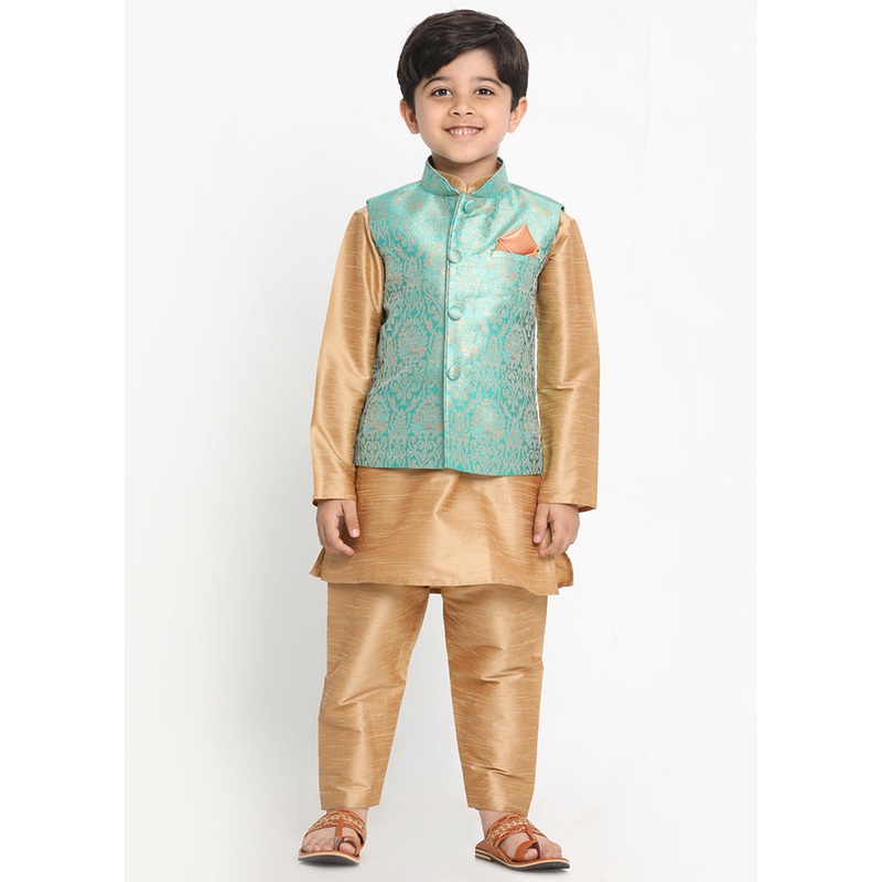 Green Silk Ethnic Jacket - JD986588079