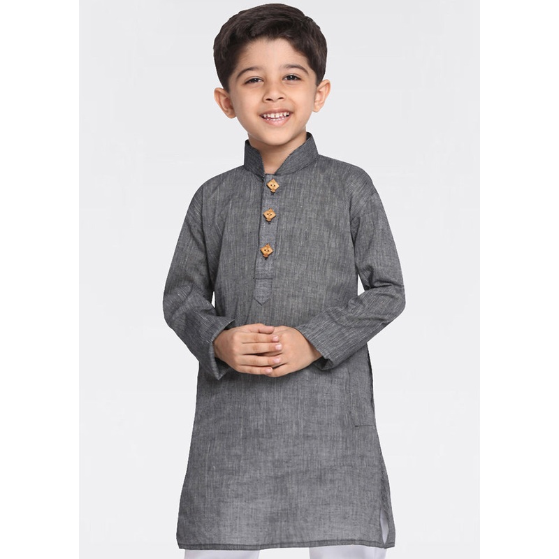Grey Cotton Kurta - JD986588073