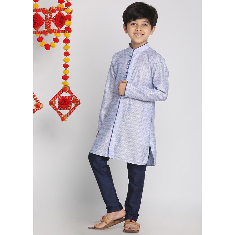 Lavender Festive Silk Kurta Pajama Set - JD986588065