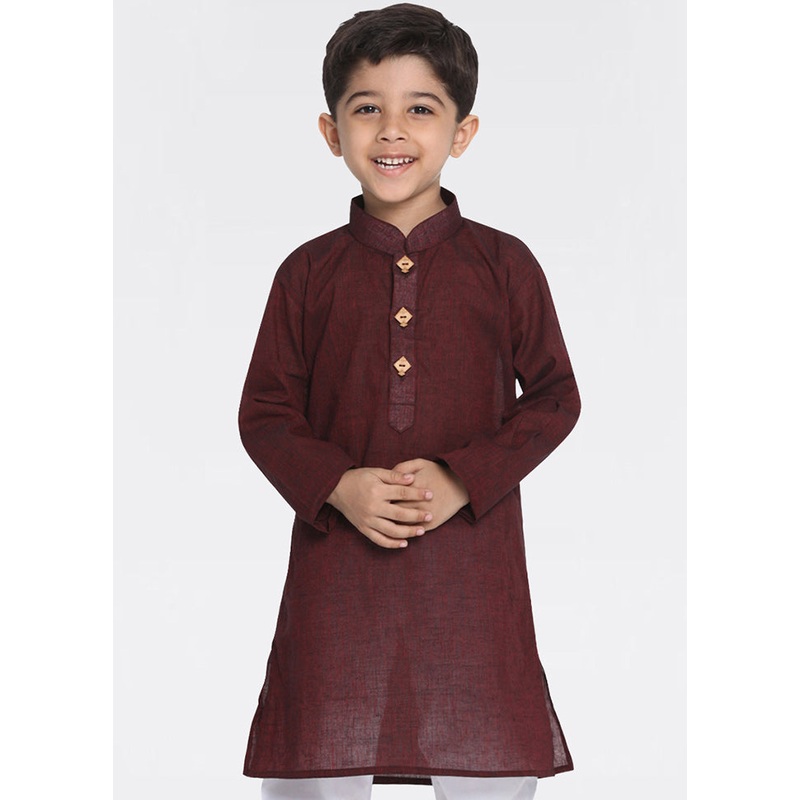Maroon Cotton Kurta - JD986588058