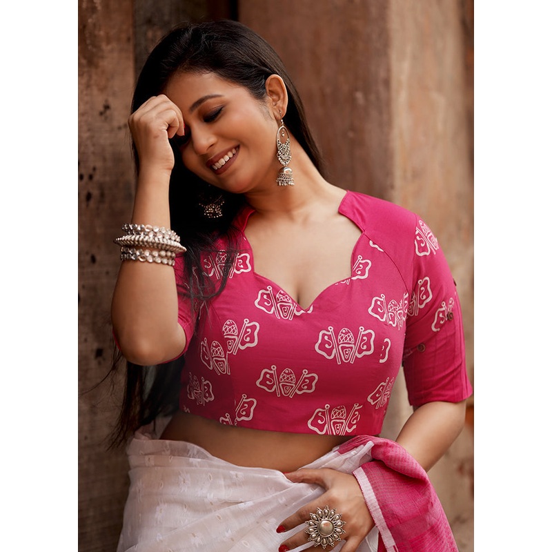 Pink Cotton Silk Designer Blouse - JD986588211