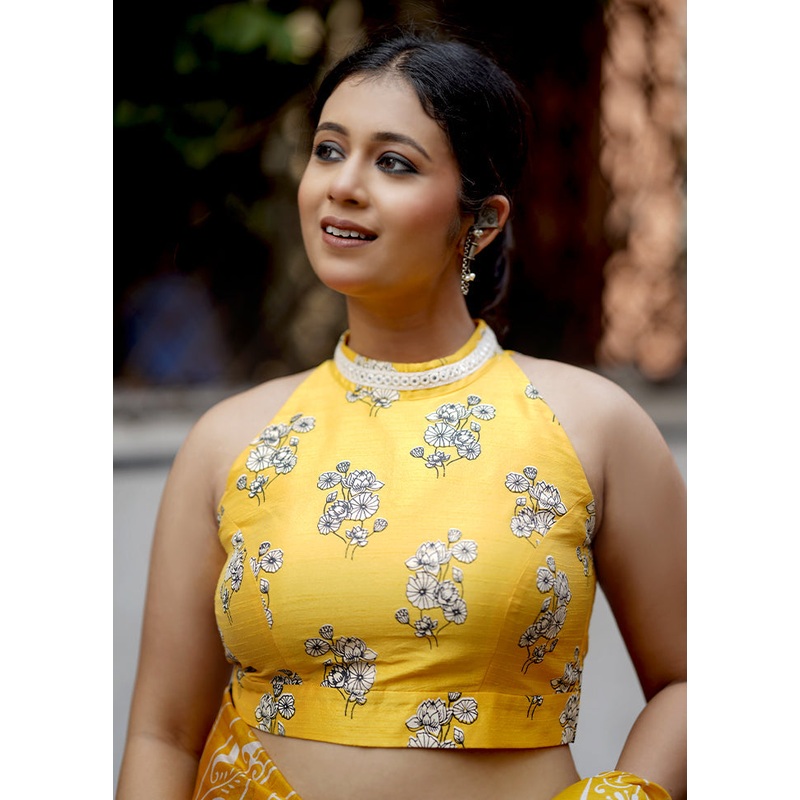 Yellow Dupion Silk Designer Blouse - JD986588207