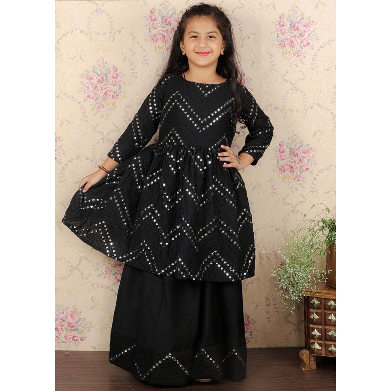 2 Pc Black Viscose Lehenga Set - JD986587922