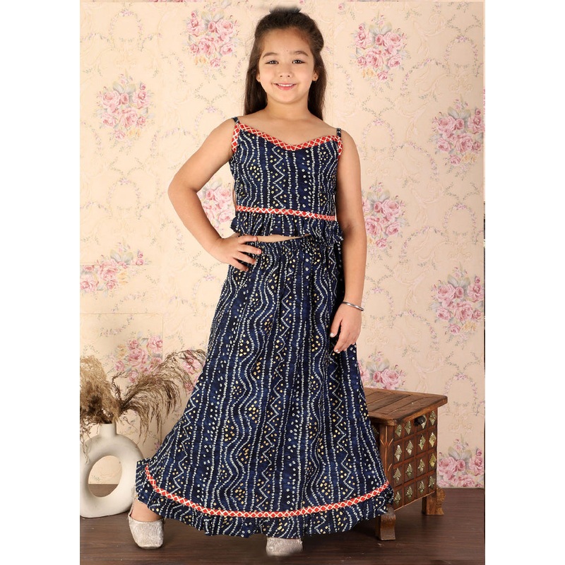 2 Pc Blue Rayon Lehenga Set - JD986587919