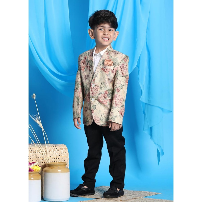 2 Pc Brown Silk Blazer Set - JD986587916