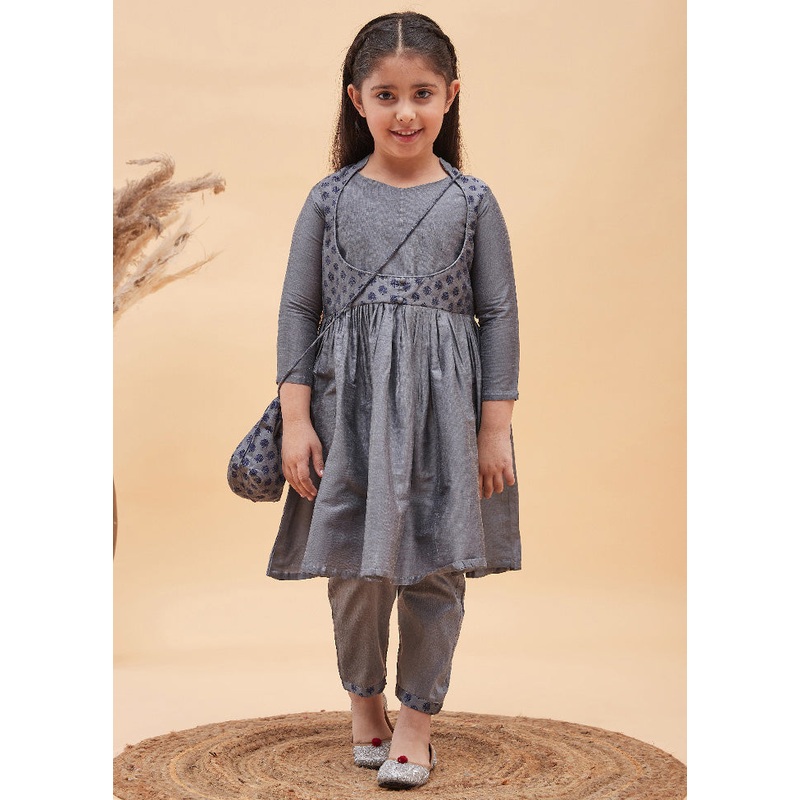 2 Pc Grey Viscose Kurti Set - JD986587895