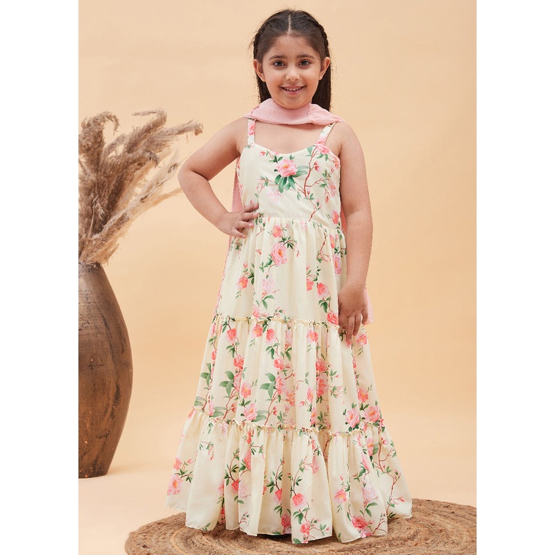 2 Pc Light Yellow Cotton Anarkali Set - JD986587893